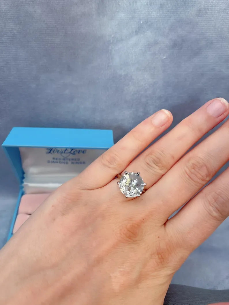 First Love, Promise Engagement Wedding Ring, Every Day Dainty Ring, Will You Marry Me Ring, Large 10CT Real Austrian Crystal Solitaire Ring.