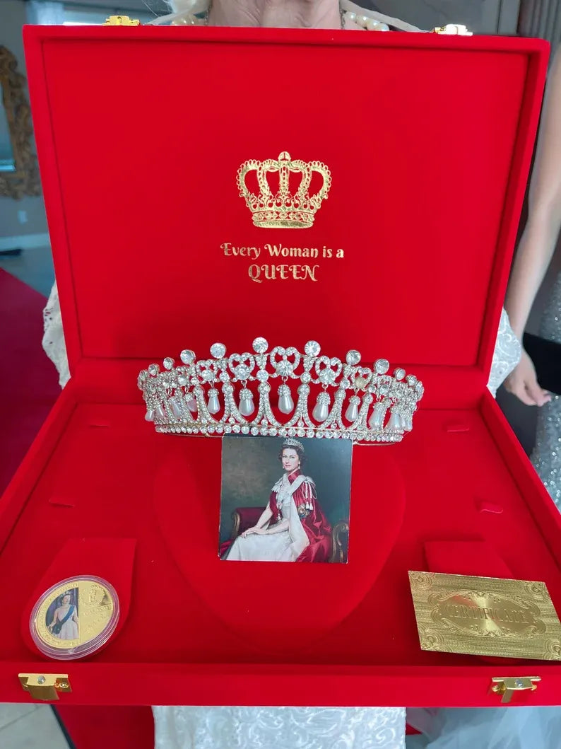 In Memory of Our Beloved Princess Diana, Luxury Pearl and Diamond Tiara Crown, also Worn by Princess Kate, Ladies of England Tiara