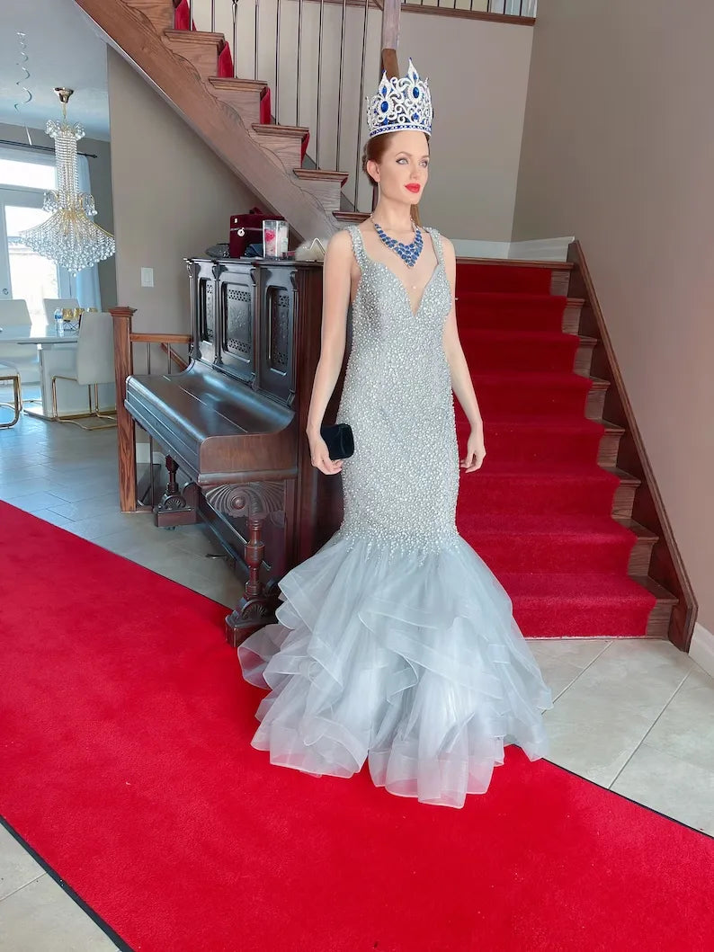 Luxury Gift 100% Natural Blue Sapphire Necklace, Multi strand Charm Necklace, Victorian Style, Wedding, Birthday, Christmas, Any Occasion