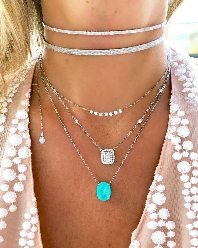 Eye Popping Glowing Natural Paraiba Tourmaline Necklace, Dainty Necklace Pendant, Paraiba Jewelry, Amazing Color & Glow 925 Sterling Silver