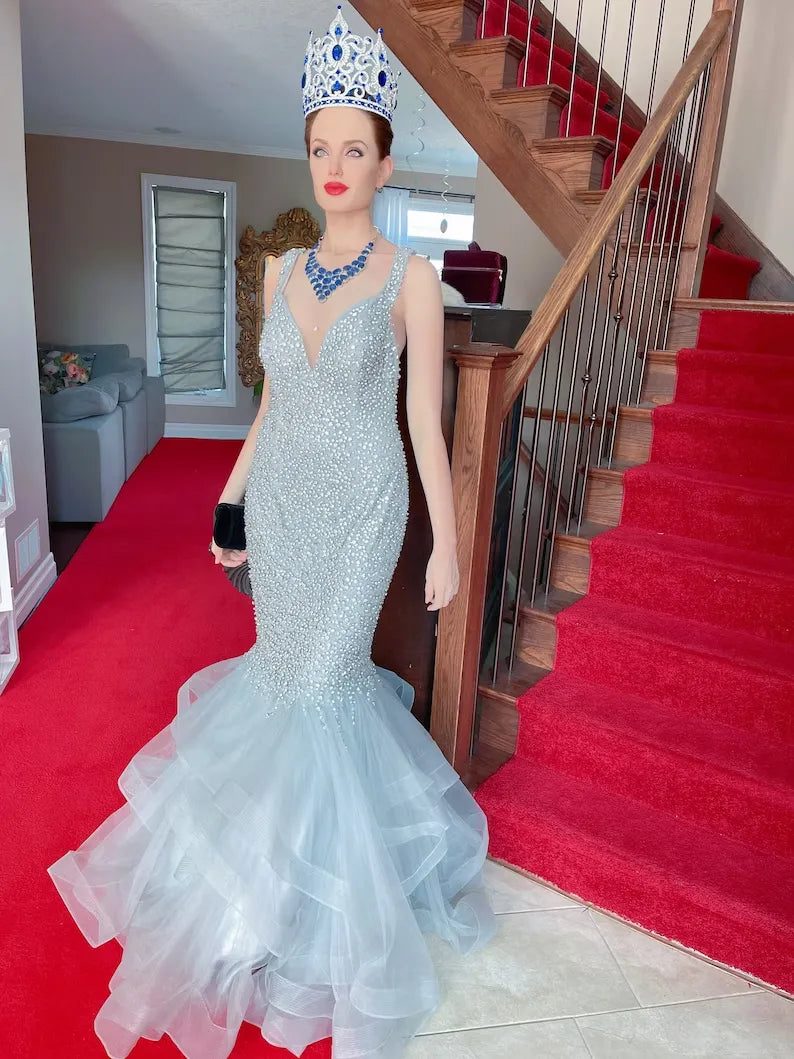 Luxury Gift 100% Natural Blue Sapphire Necklace, Multi strand Charm Necklace, Victorian Style, Wedding, Birthday, Christmas, Any Occasion