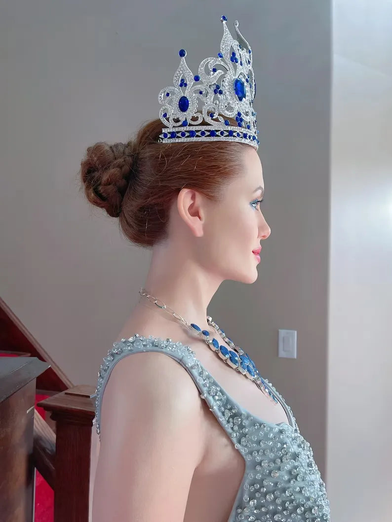 Luxury Gift 100% Natural Blue Sapphire Necklace, Multi strand Charm Necklace, Victorian Style, Wedding, Birthday, Christmas, Any Occasion