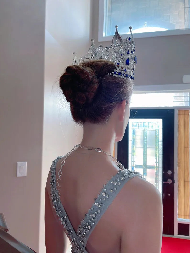 Luxury Gift 100% Natural Blue Sapphire Necklace, Multi strand Charm Necklace, Victorian Style, Wedding, Birthday, Christmas, Any Occasion