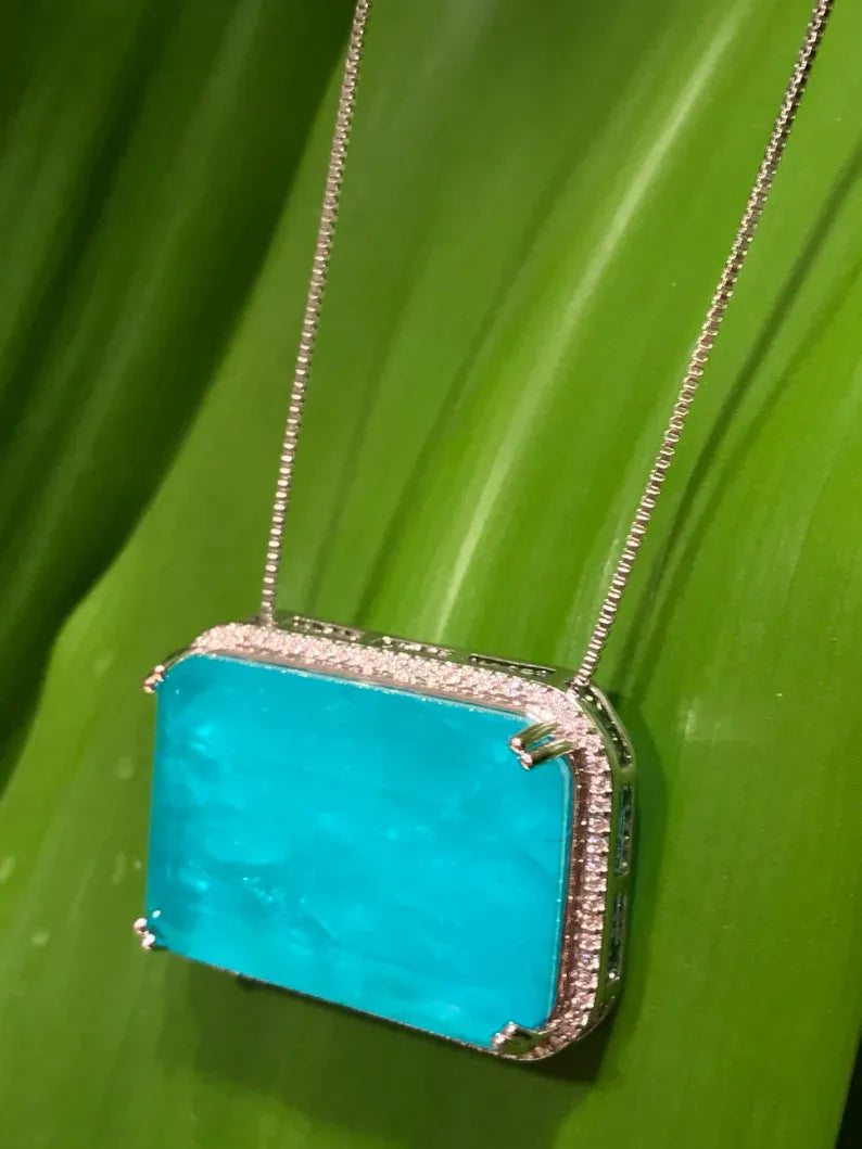 Most Gorgeous Large Natural Paraiba Tourmaline Necklace with Exotic Neon Blue Color and Glow