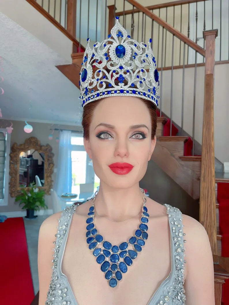 Luxury Gift 100% Natural Blue Sapphire Necklace, Multi strand Charm Necklace, Victorian Style, Wedding, Birthday, Christmas, Any Occasion