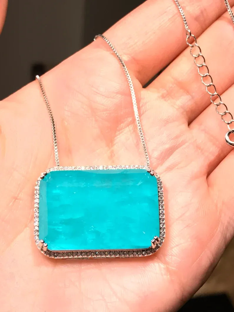 Most Gorgeous Large Natural Paraiba Tourmaline Necklace with Exotic Neon Blue Color and Glow