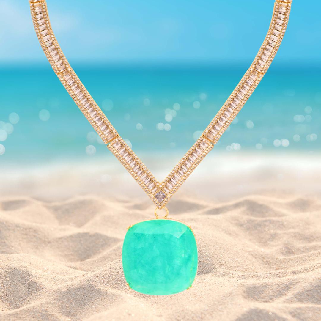 Glowing Neon Colombian Emerald Choker Necklace, Imperial Elegance, May Birthstone, Luxury Charm Necklace, Gift for Her, 18K Yellow Gold Verm