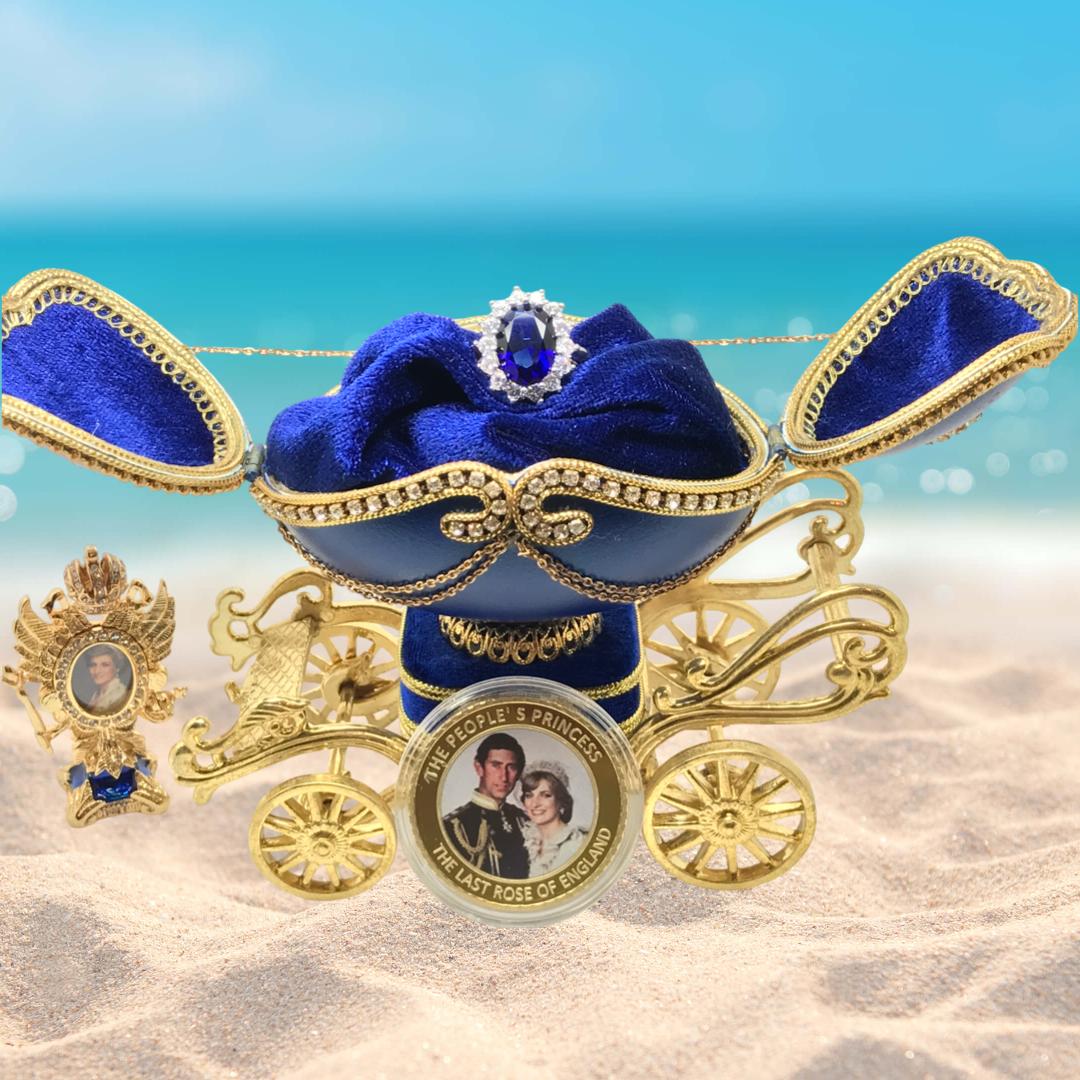 Royal Sapphire Ring, Inspired by Princess Diana, comes with golden coin of Prince Charles and Princess Diana