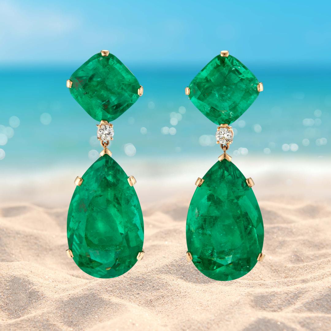 Celebrity Angelina Jolie Inspired, Famous Hollywood Star 100% Natural Vibrant Green Emerald Earrings 18K Yellow Gold Vermeil, Emerald Jewels