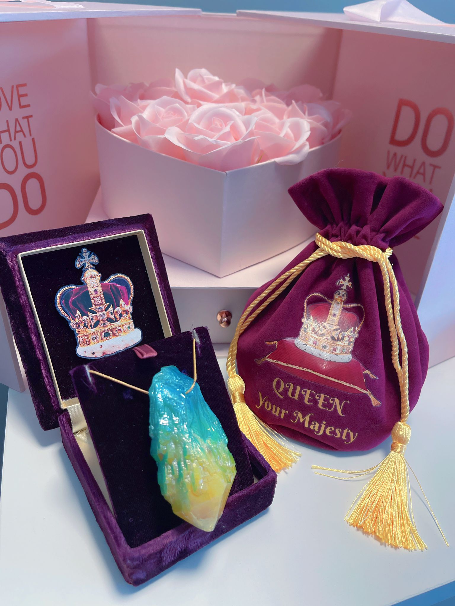 Exotic Natural Bi Color Tourmaline Necklace Pendant Ocean Blue and Yellow Brazil Gem