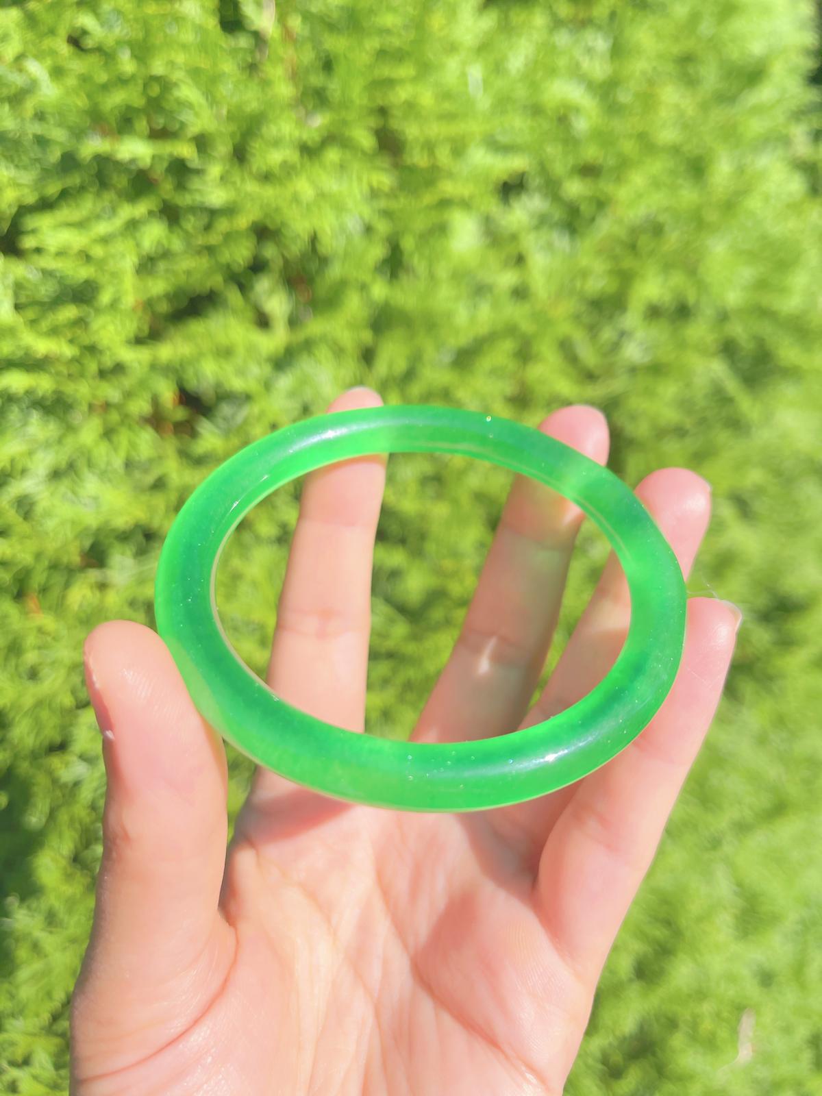 Imperial Grade Jadeite Bangle Bracelet, Royal Icy Emerald Green, Worn By Queens and Legendary Female Figures, Comes with Box
