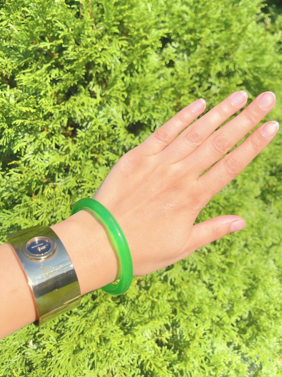 Imperial Grade Jadeite Bangle Bracelet, Royal Icy Emerald Green, Worn By Queens and Legendary Female Figures, Comes with Box