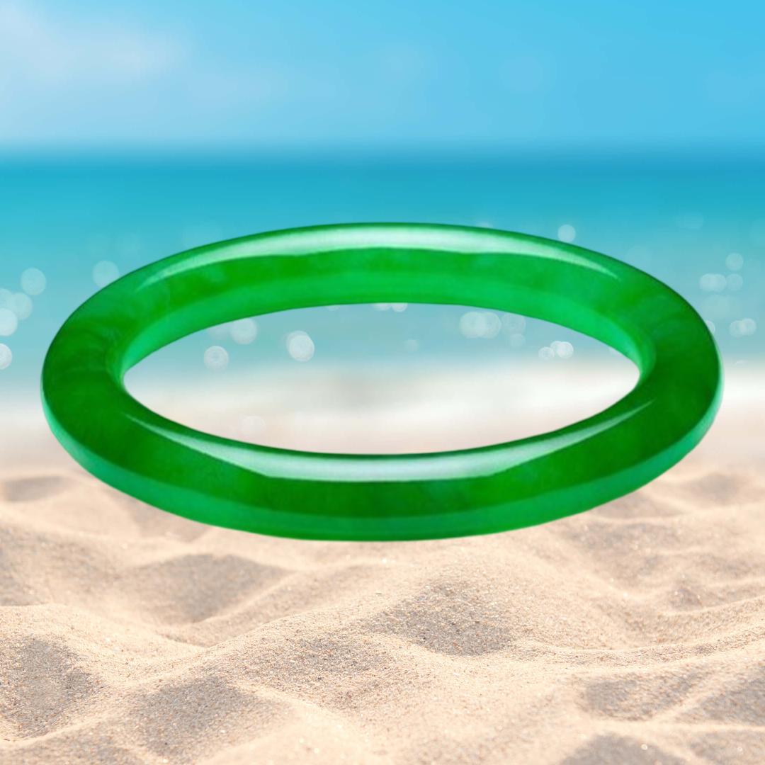 Imperial Grade Jadeite Bangle Bracelet, Royal Icy Emerald Green, Worn By Queens and Legendary Female Figures, Comes with Box
