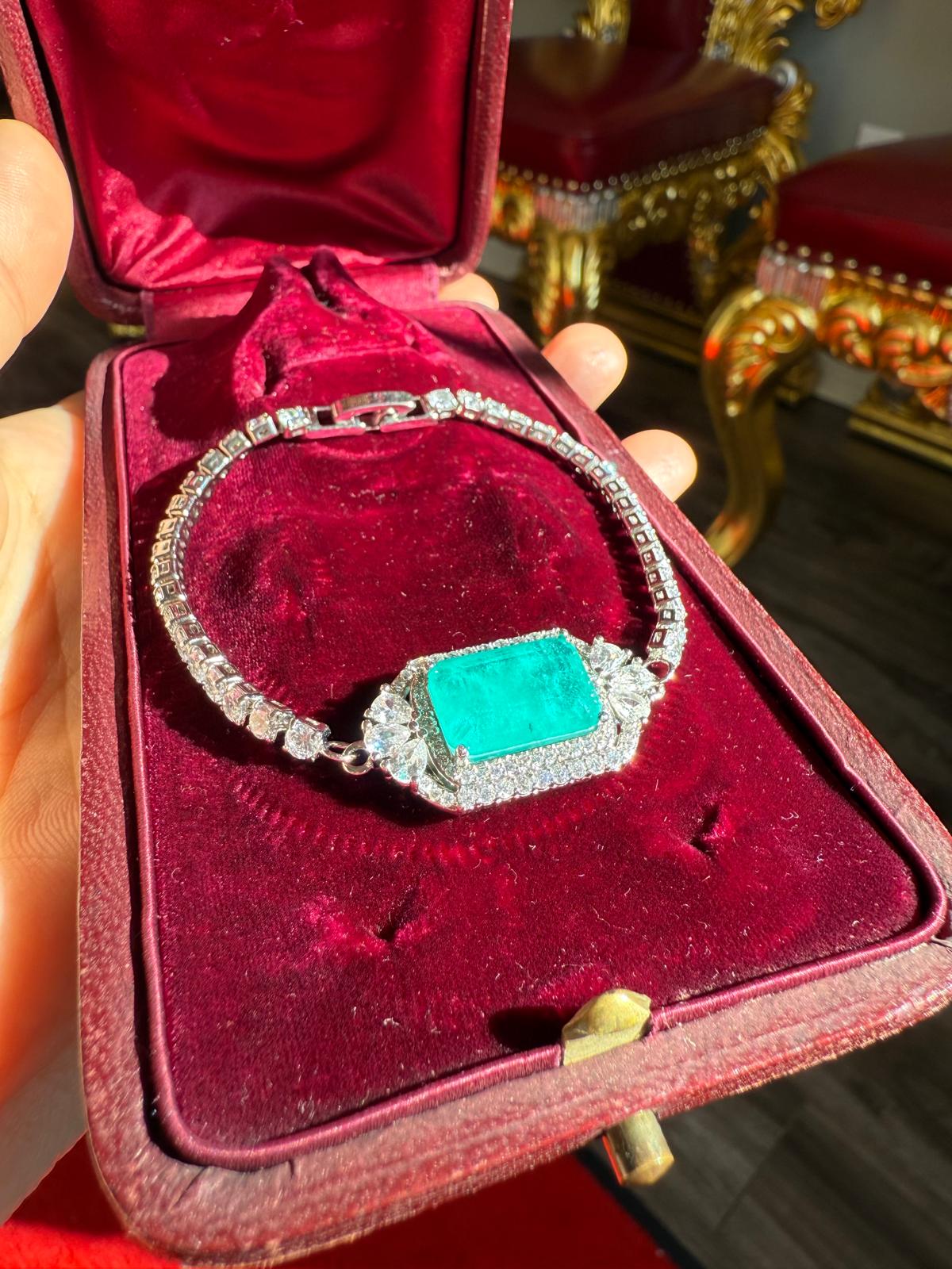 100% Glowing Natural Colombian Emerald Doublet Bracelet Bangle, its Own Natural Color, No Edits, Awe Mesmerizing Piece