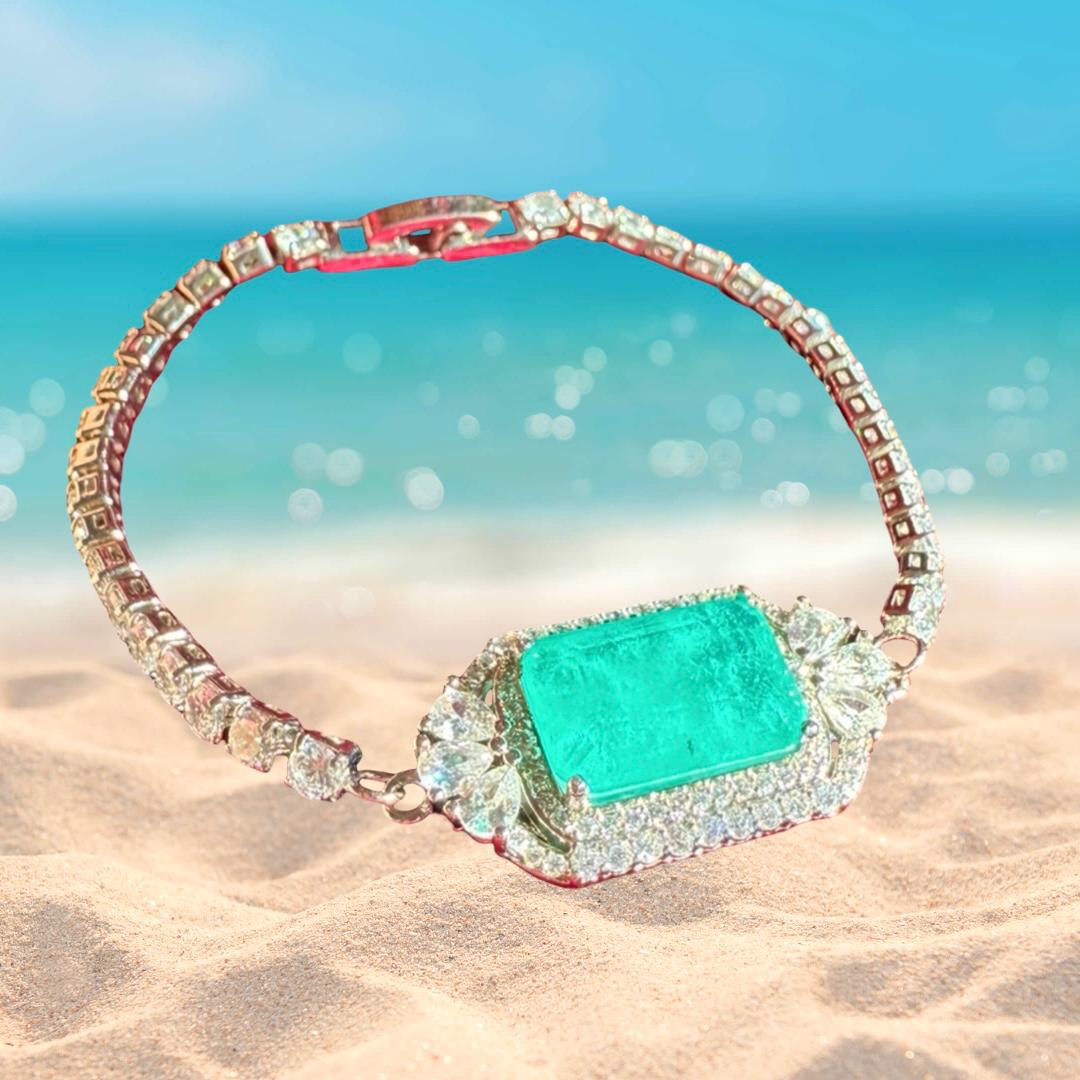 100% Glowing Natural Colombian Emerald Doublet Bracelet Bangle, its Own Natural Color, No Edits, Awe Mesmerizing Piece