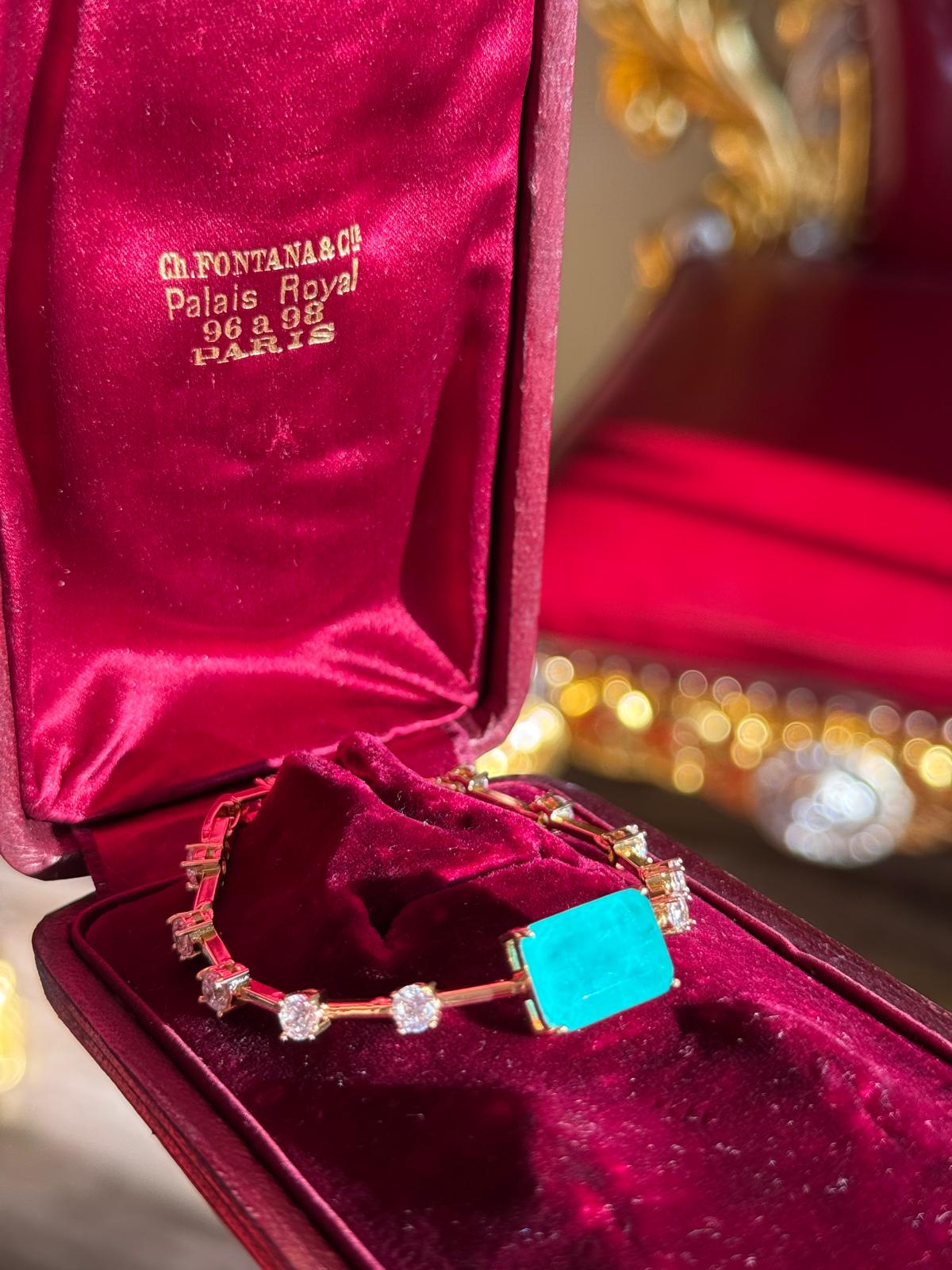 Glowing Neon Colombian Emerald Bracelet with Nano Crystals