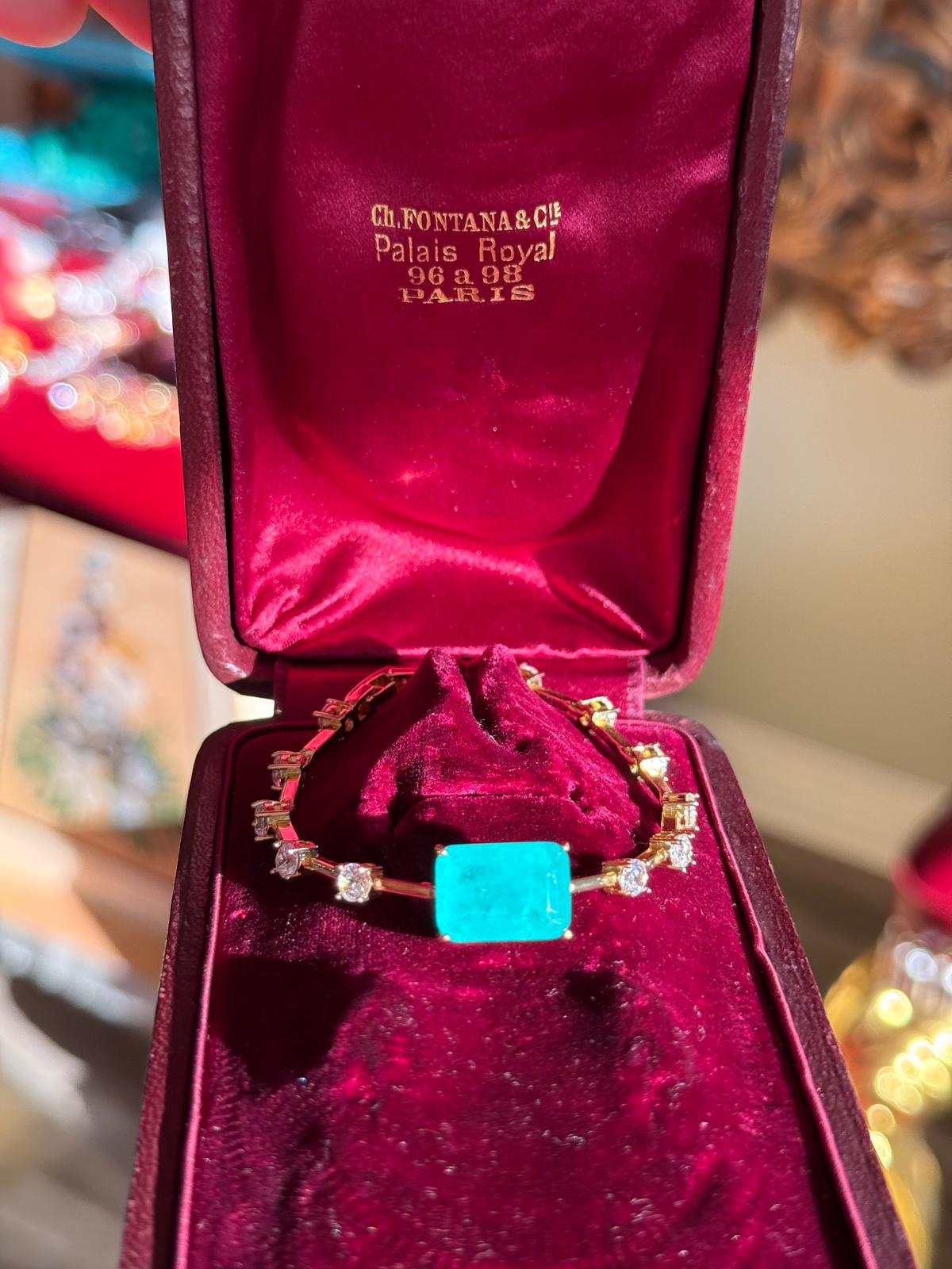 Glowing Neon Colombian Emerald Bracelet with Nano Crystals