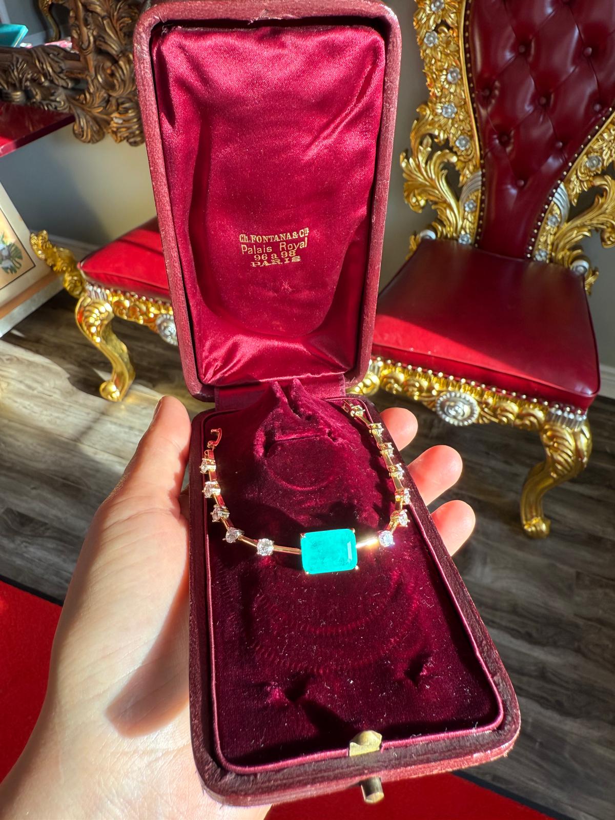 Glowing Neon Colombian Emerald Bracelet with Nano Crystals