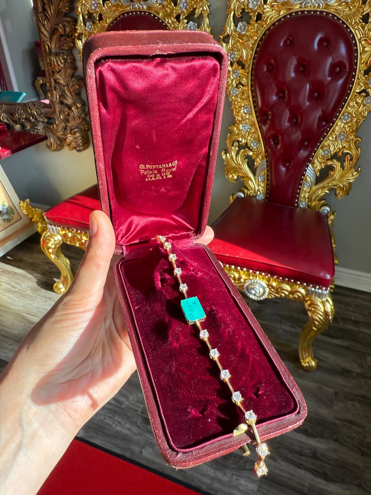 Glowing Neon Colombian Emerald Bracelet with Nano Crystals