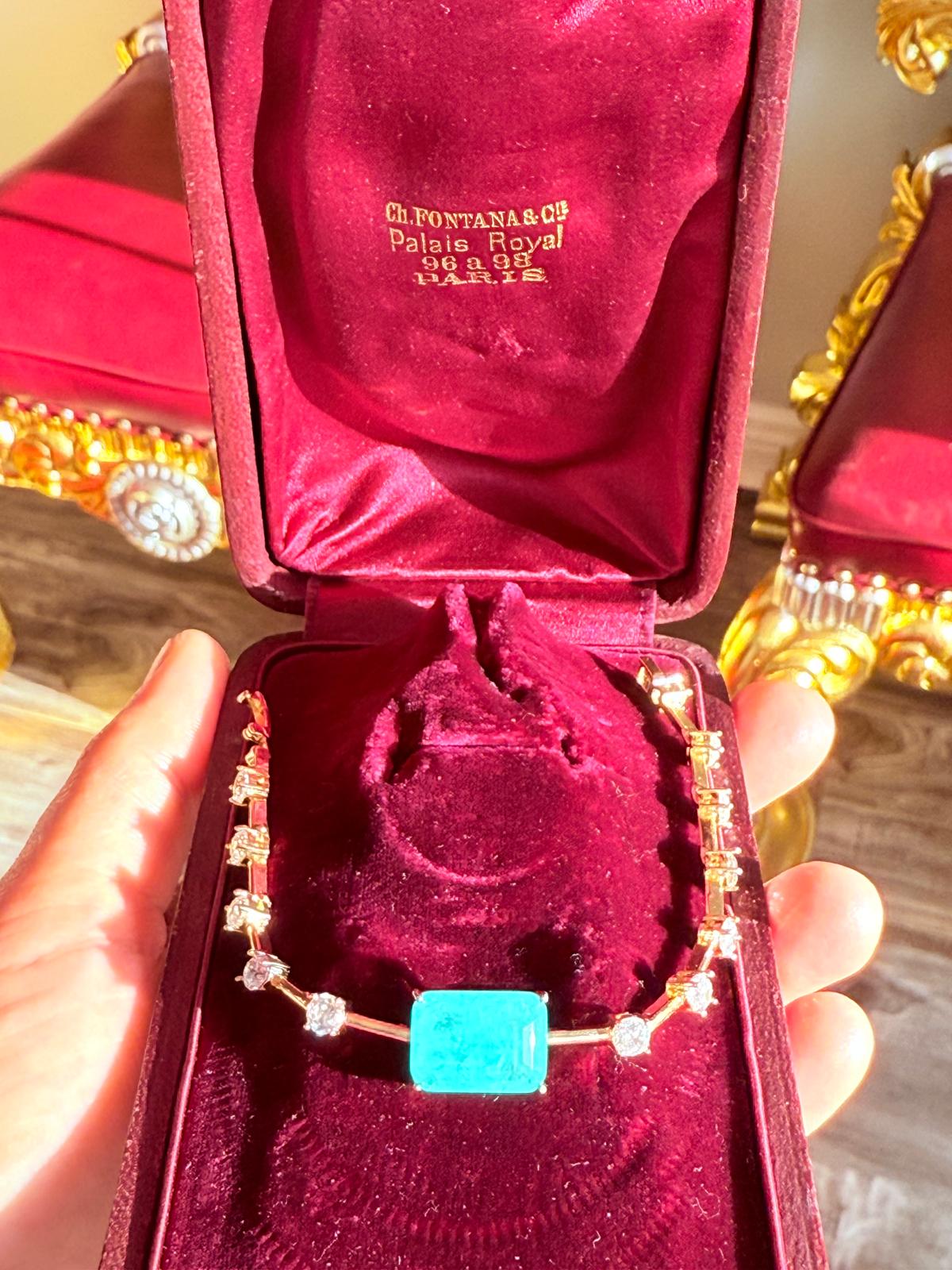 Glowing Neon Colombian Emerald Bracelet with Nano Crystals