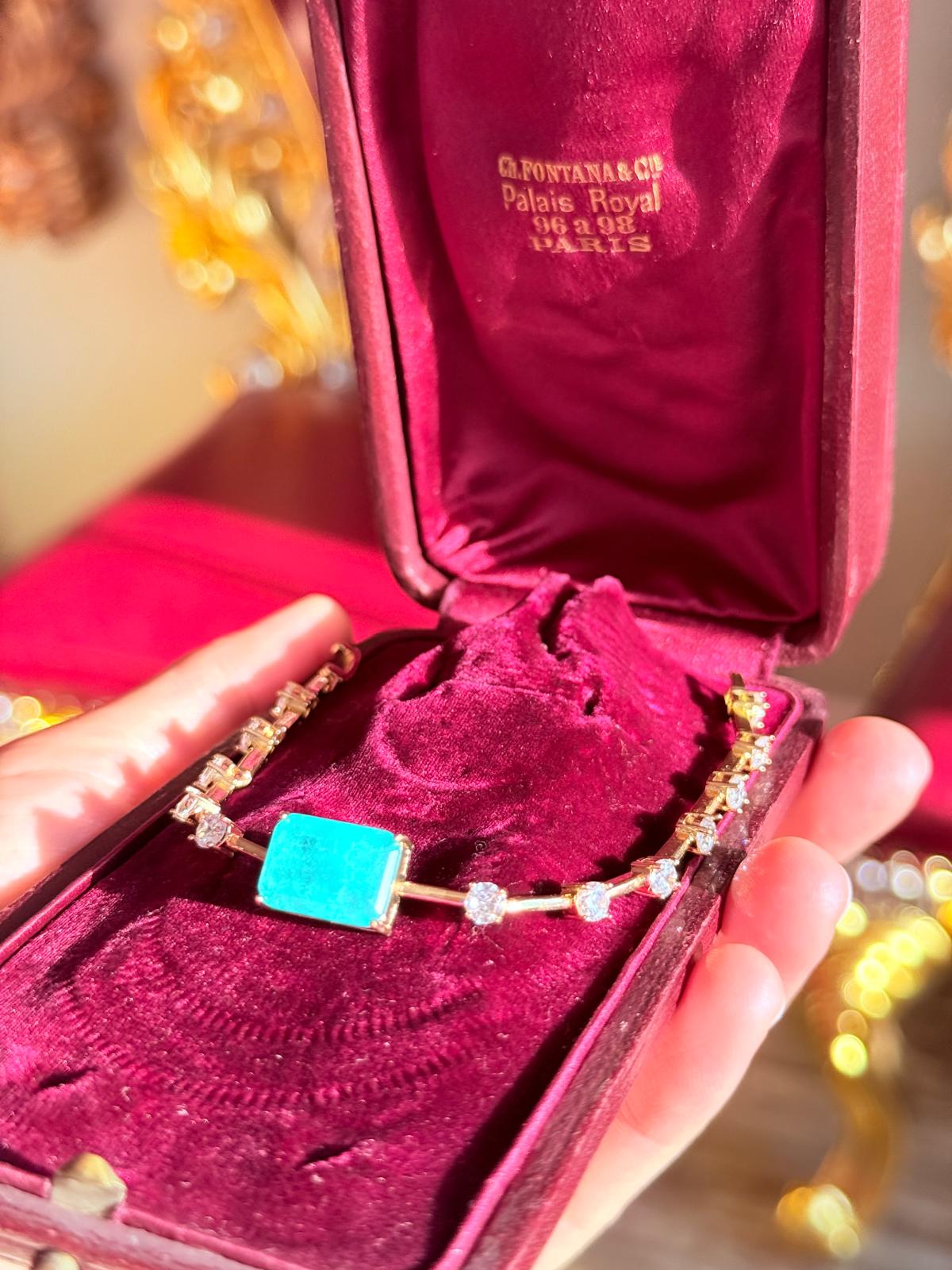 Glowing Neon Colombian Emerald Bracelet with Nano Crystals