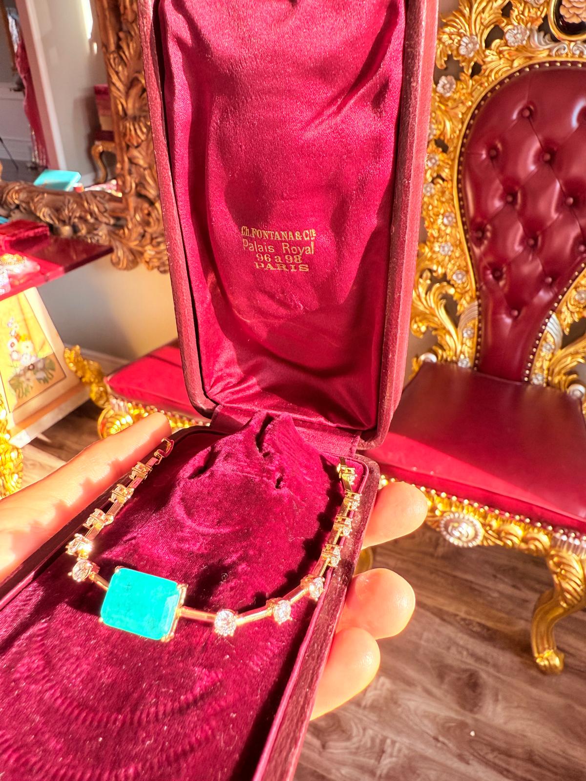 Glowing Neon Colombian Emerald Bracelet with Nano Crystals