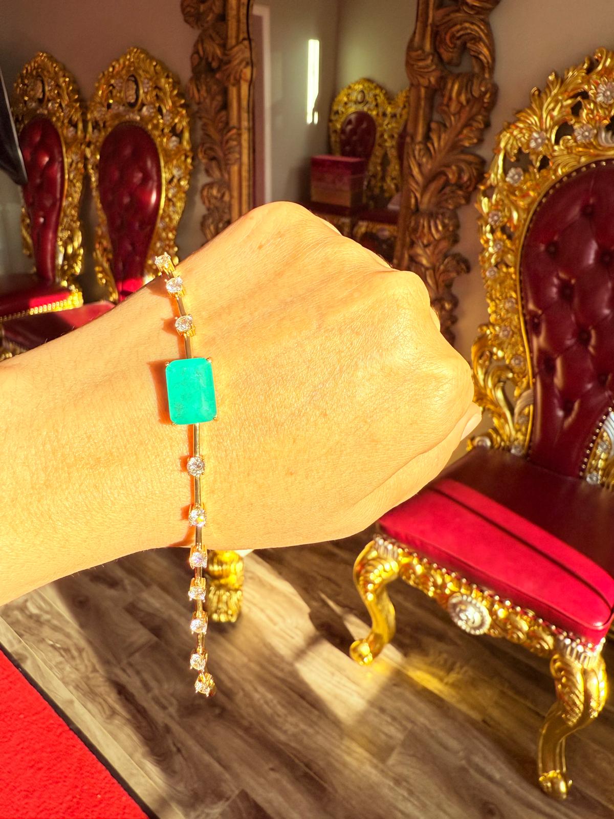 Glowing Neon Colombian Emerald Bracelet with Nano Crystals