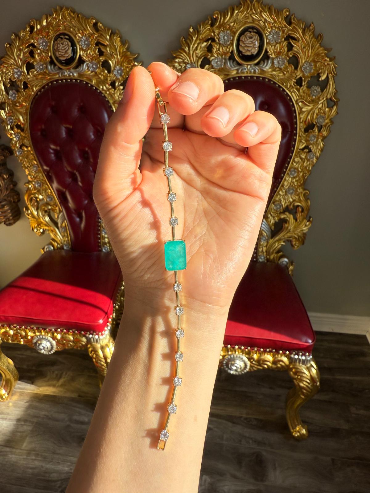 Glowing Neon Colombian Emerald Bracelet with Nano Crystals