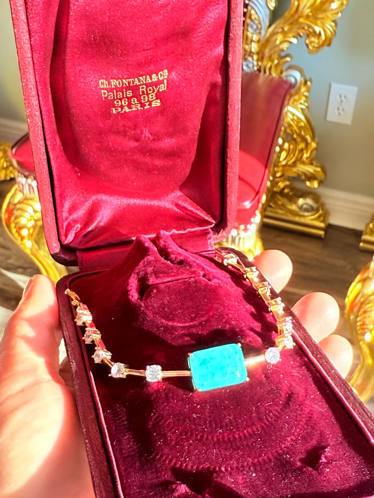 Glowing Neon Colombian Emerald Bracelet with Nano Crystals