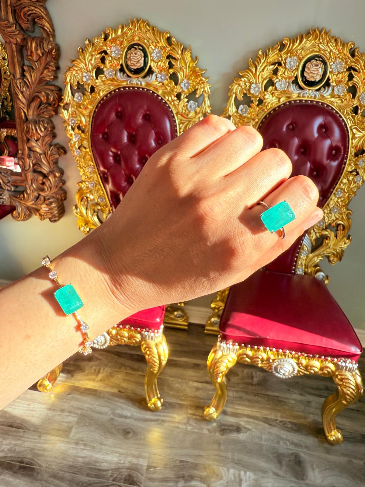 Glowing Neon Colombian Emerald Bracelet with Nano Crystals