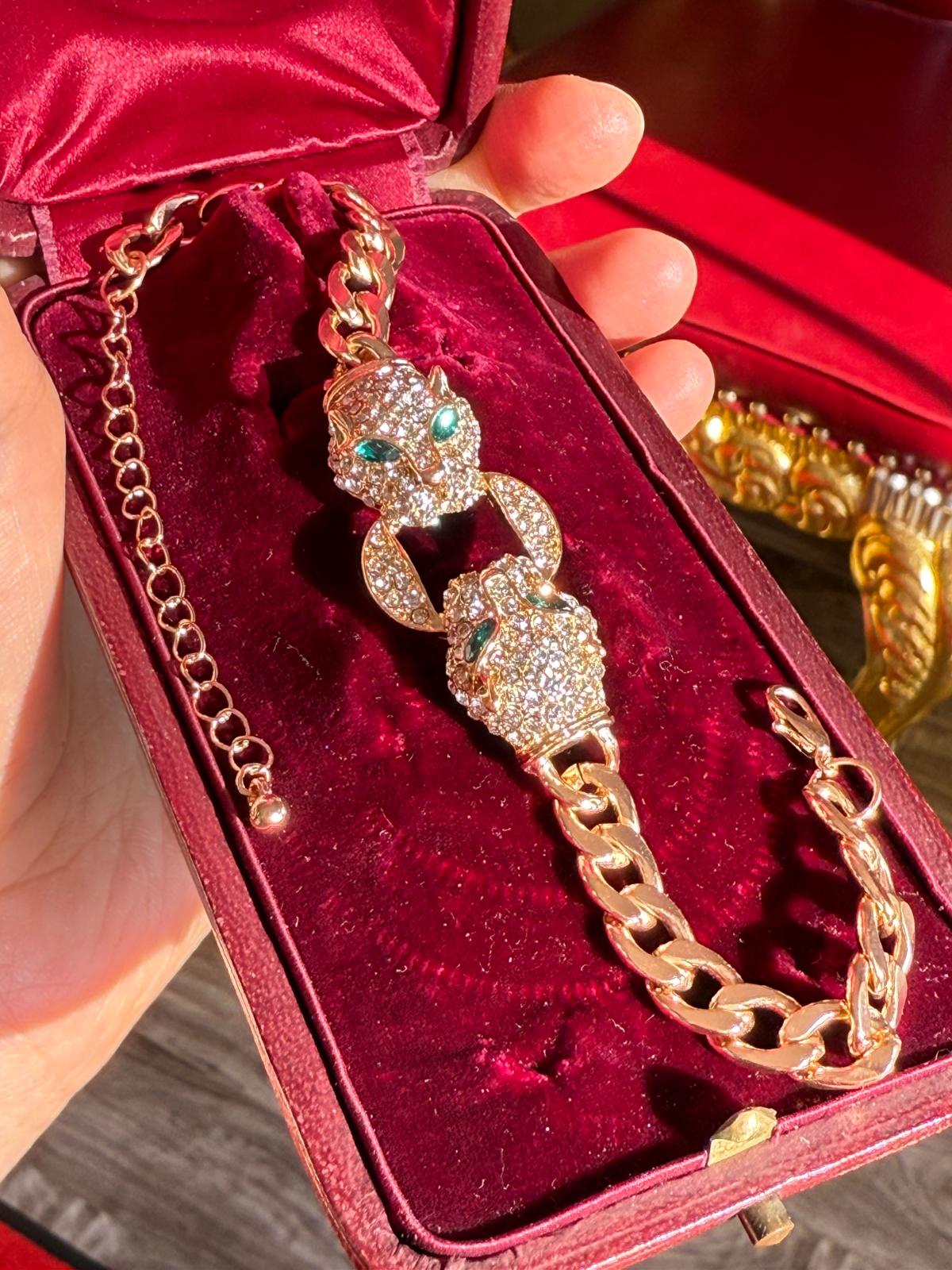 Double head Leopard Bracelet Unisex Men Women