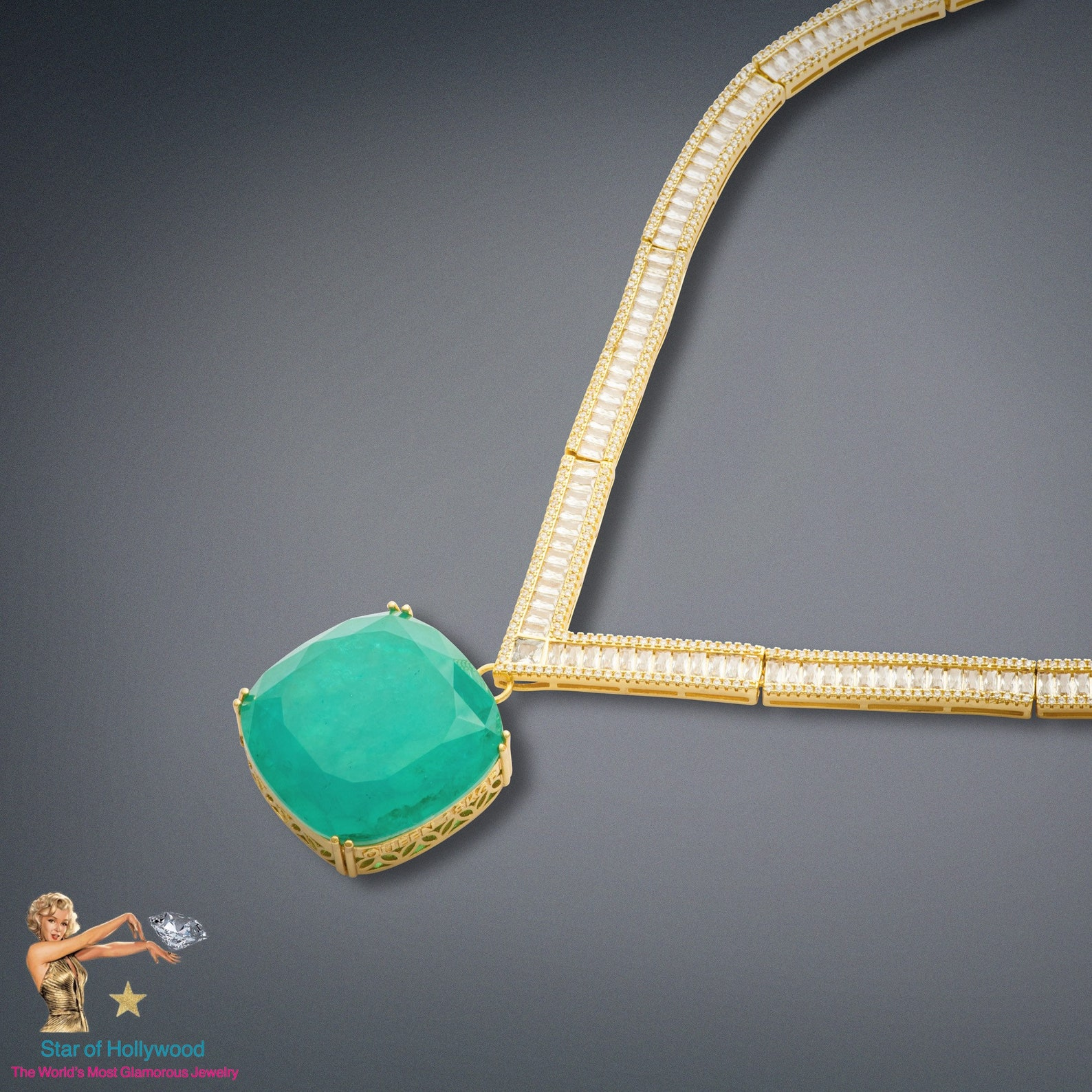 Glowing Neon Colombian Emerald Choker Necklace, Imperial Elegance, May Birthstone, Luxury Charm Necklace, Gift for Her, 18K Yellow Gold Verm