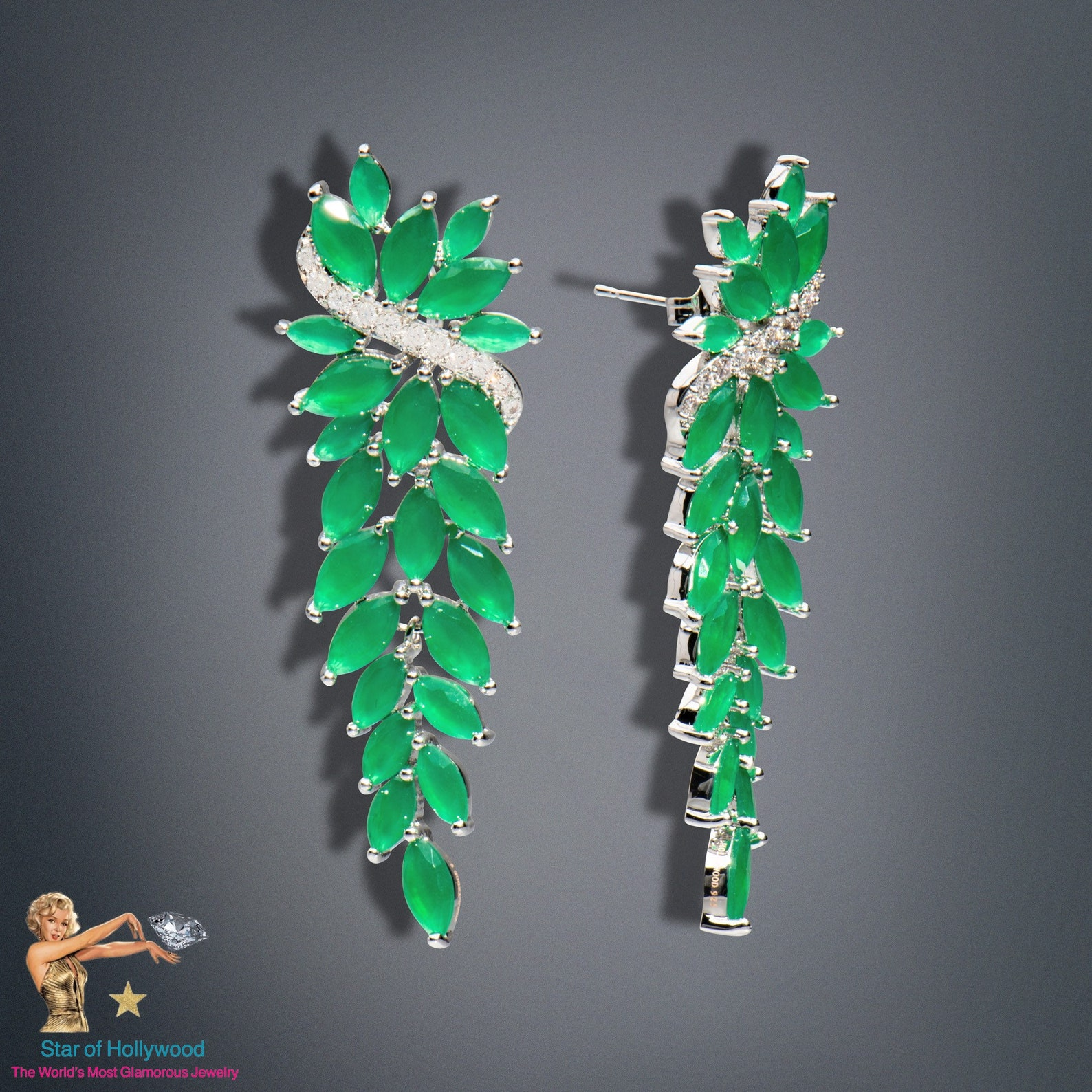 Breathtaking Forest Green, Natural Emerald Earrings, Chandelier Emerald Earrings, Dangle Drop Earrings, Wedding, Birthday, Any Occasions