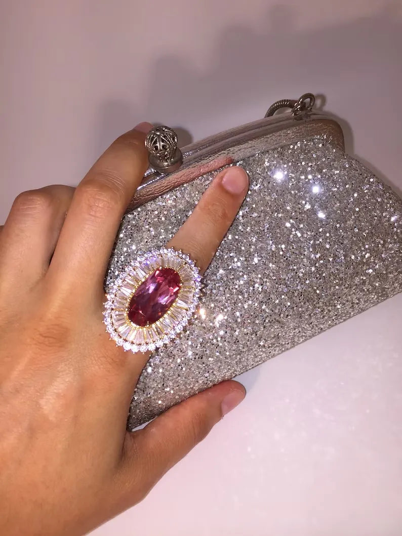 Certified Extra Large Color Change Alexandrite Diamond Ballerina Engagement Ring, Inspired by Queen