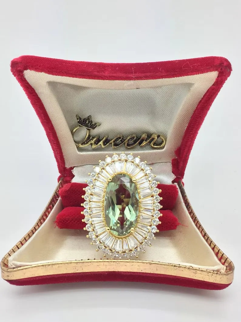 Certified Extra Large Color Change Alexandrite Diamond Ballerina Engagement Ring, Inspired by Queen