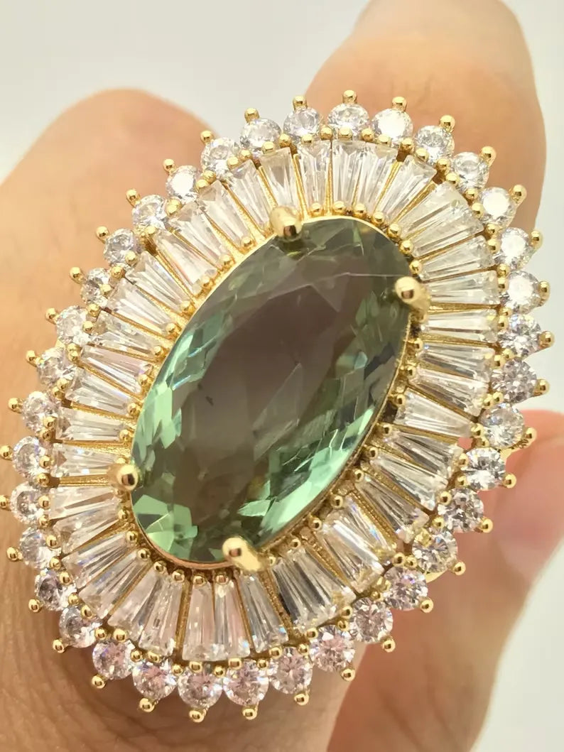 Certified Extra Large Color Change Alexandrite Diamond Ballerina Engagement Ring, Inspired by Queen