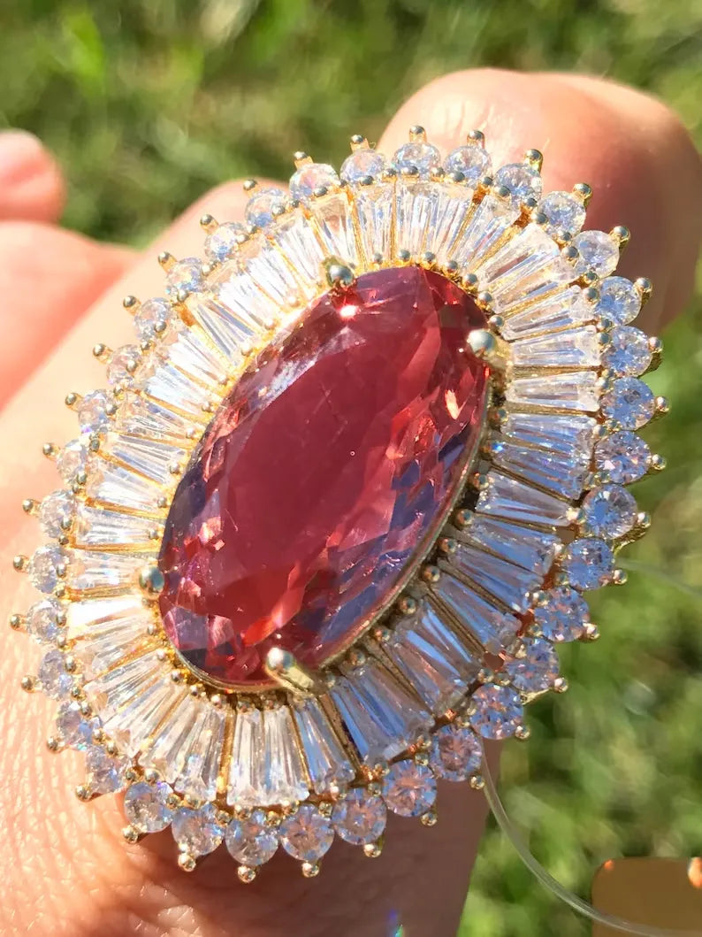 Certified Extra Large Color Change Alexandrite Diamond Ballerina Engagement Ring, Inspired by Queen