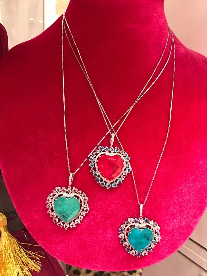 Ocean Blue Natural Paraiba Tourmaline Doublet Necklace Pendant with Amazing Exotic Neon Color and Glow