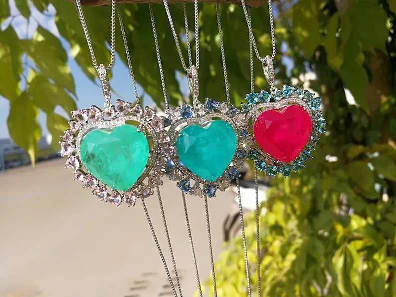 Ocean Blue Natural Paraiba Tourmaline Doublet Necklace Pendant with Amazing Exotic Neon Color and Glow