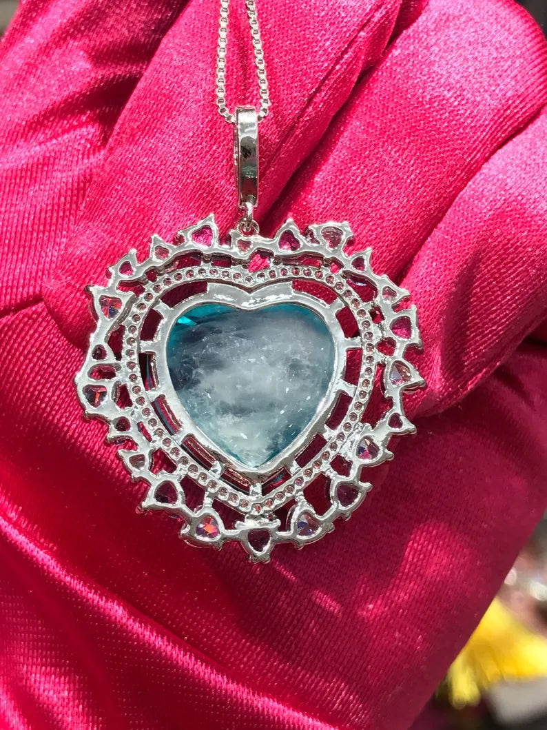 Ocean Blue Natural Paraiba Tourmaline Doublet Necklace Pendant with Amazing Exotic Neon Color and Glow