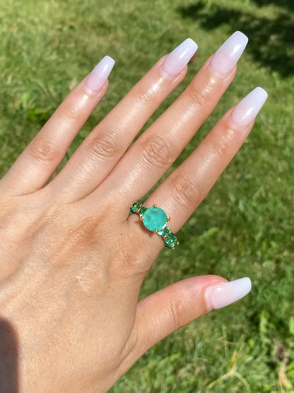 100% Genuine Mesmerizing Columbia Emerald Gem Multi Gemstone Ring Band, Handcrafted Masterpiece Natural Emerald Ring Emerald Engagement Ring