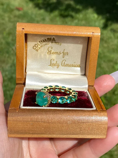 100% Genuine Columbia Emerald Gem Multi Gemstone Ring Band, Handcrafted Masterpiece, Natural Emerald Ring, Emerald Engagement Ring