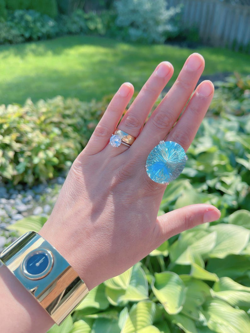 125Ct Aquamarine Diamond Ring – Platinum Estate Size 8