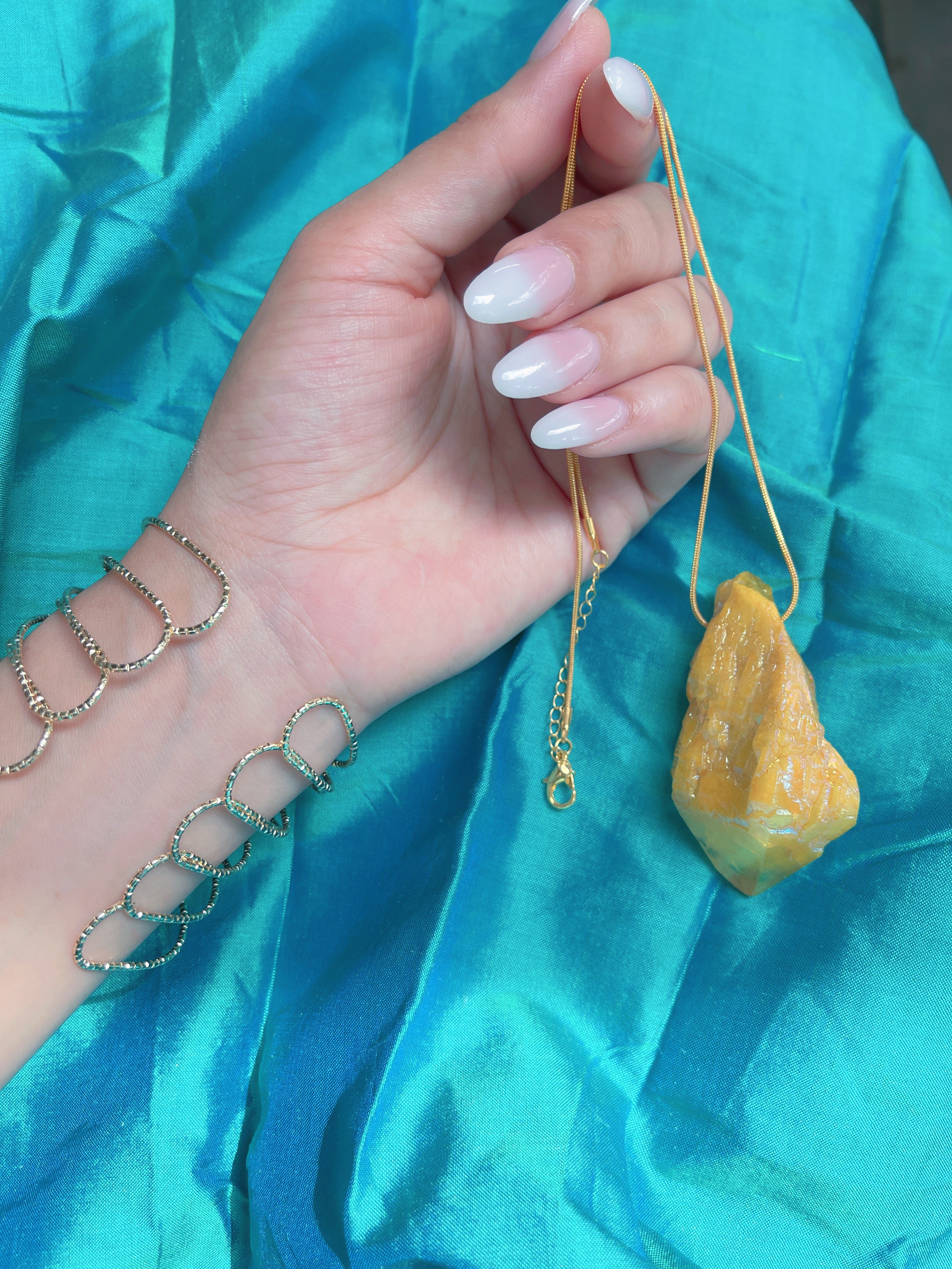 Large Natural Brazilian Gold Citrine Necklace Large Gem 350CTW Rough Gem Pendant