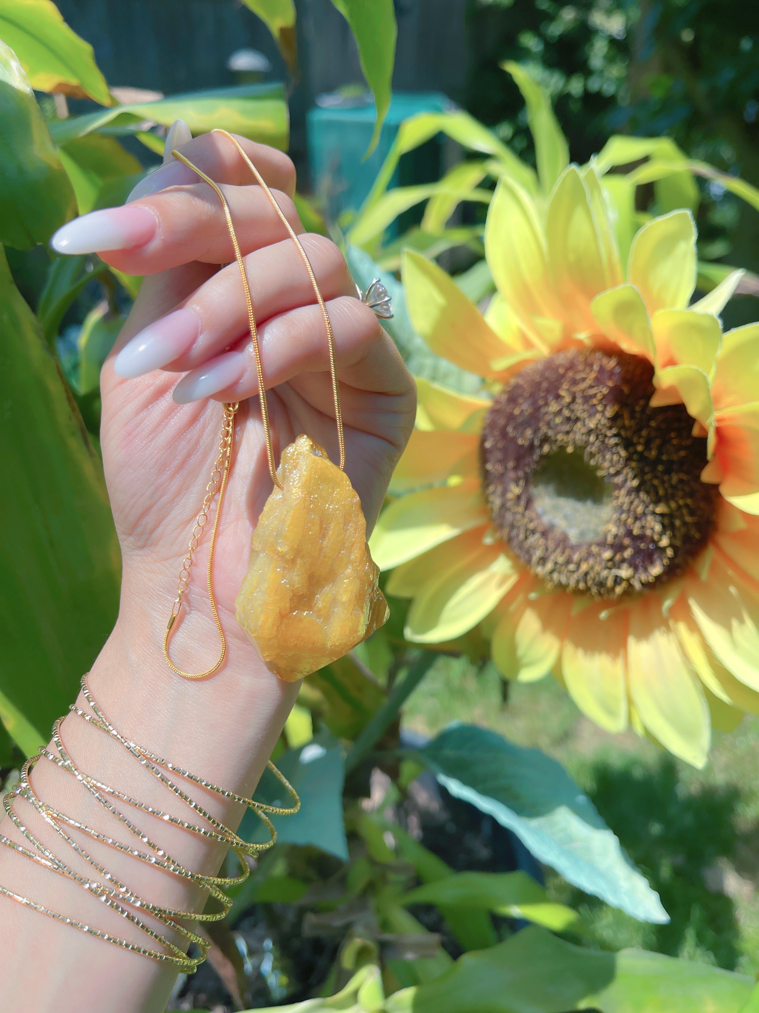 Large Natural Brazilian Gold Citrine Necklace Large Gem 350CTW Rough Gem Pendant