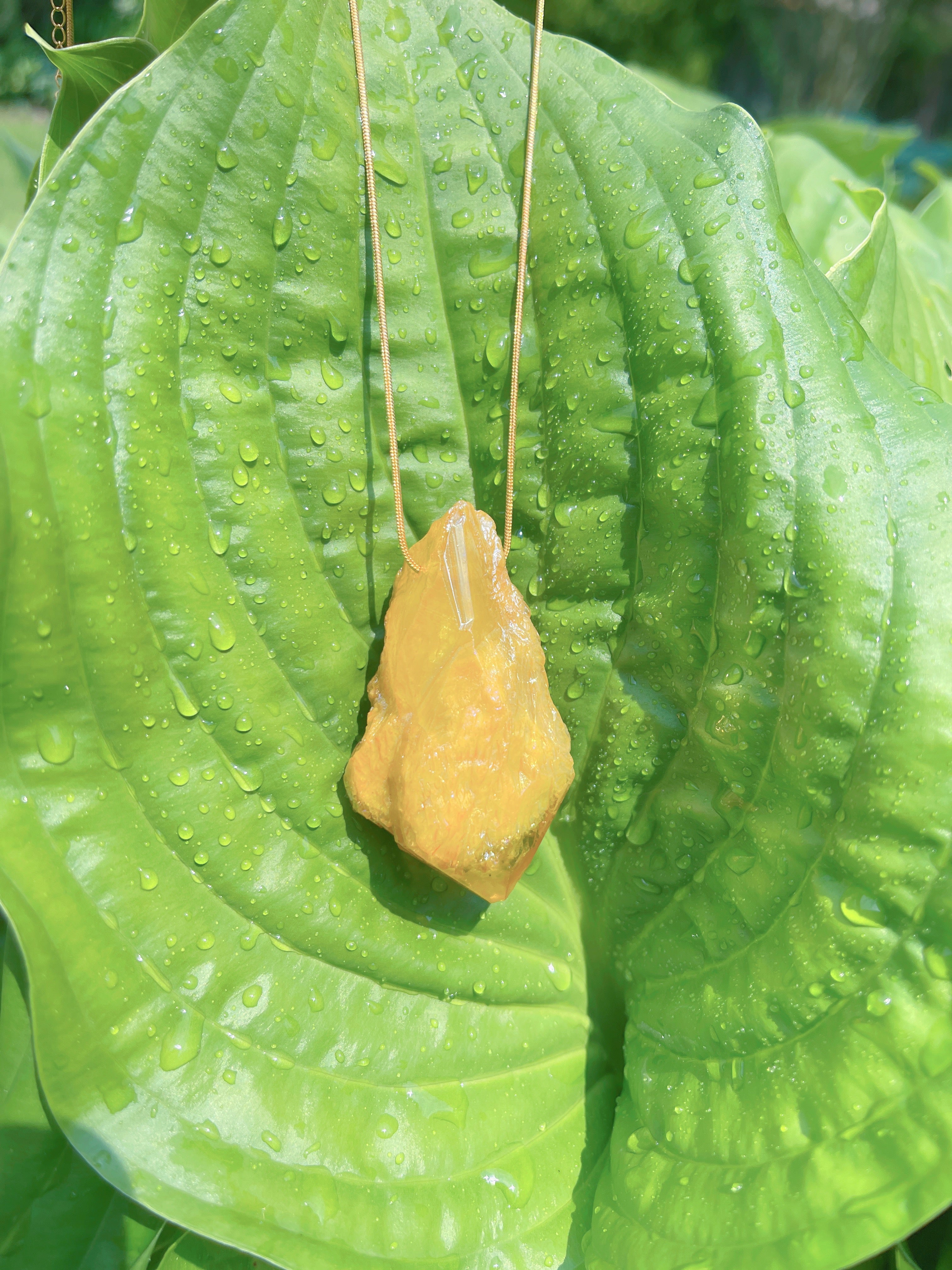 Large Natural Brazilian Gold Citrine Necklace Large Gem 350CTW Rough Gem Pendant