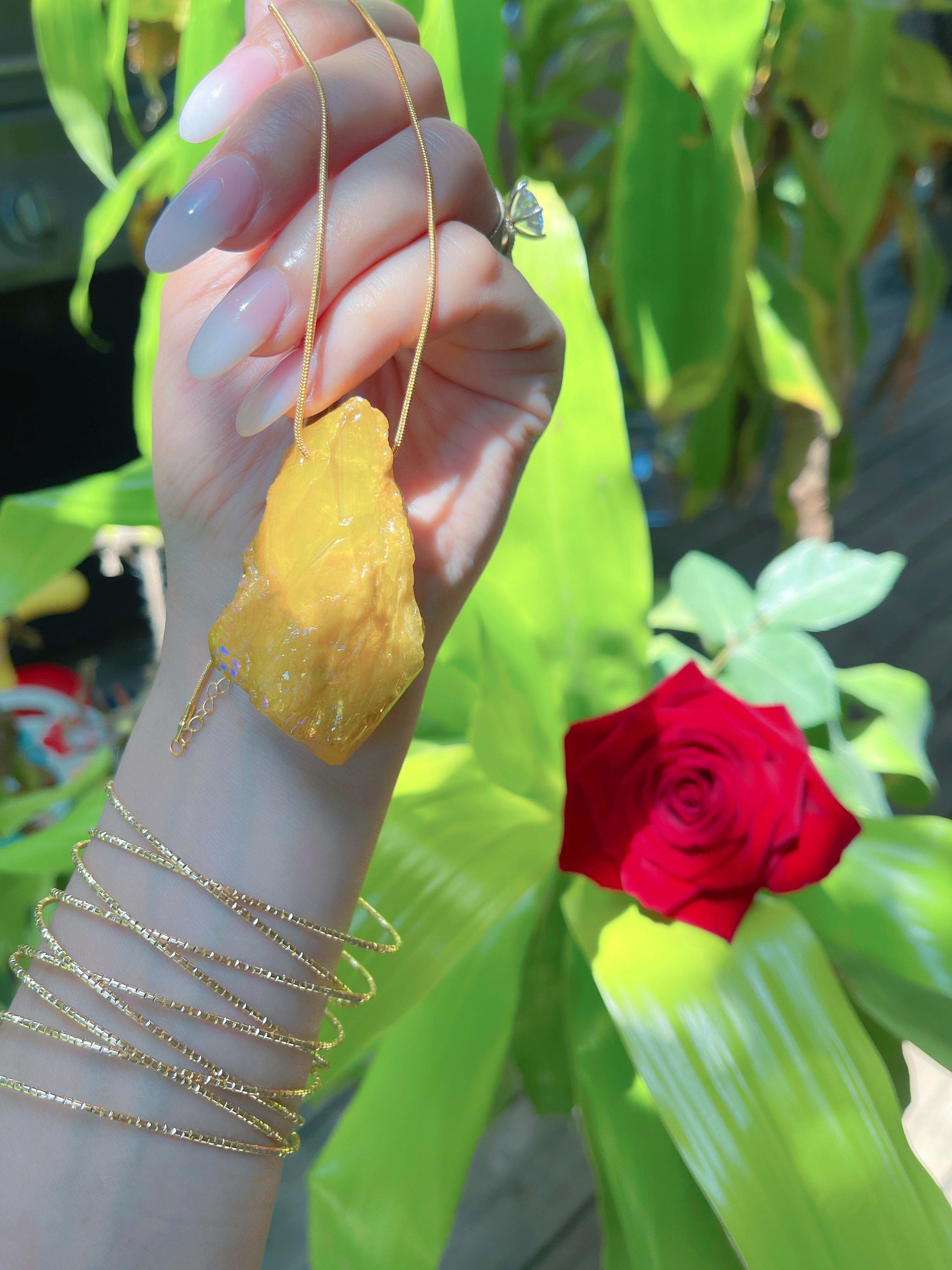 Large Natural Brazilian Gold Citrine Necklace Large Gem 350CTW Rough Gem Pendant