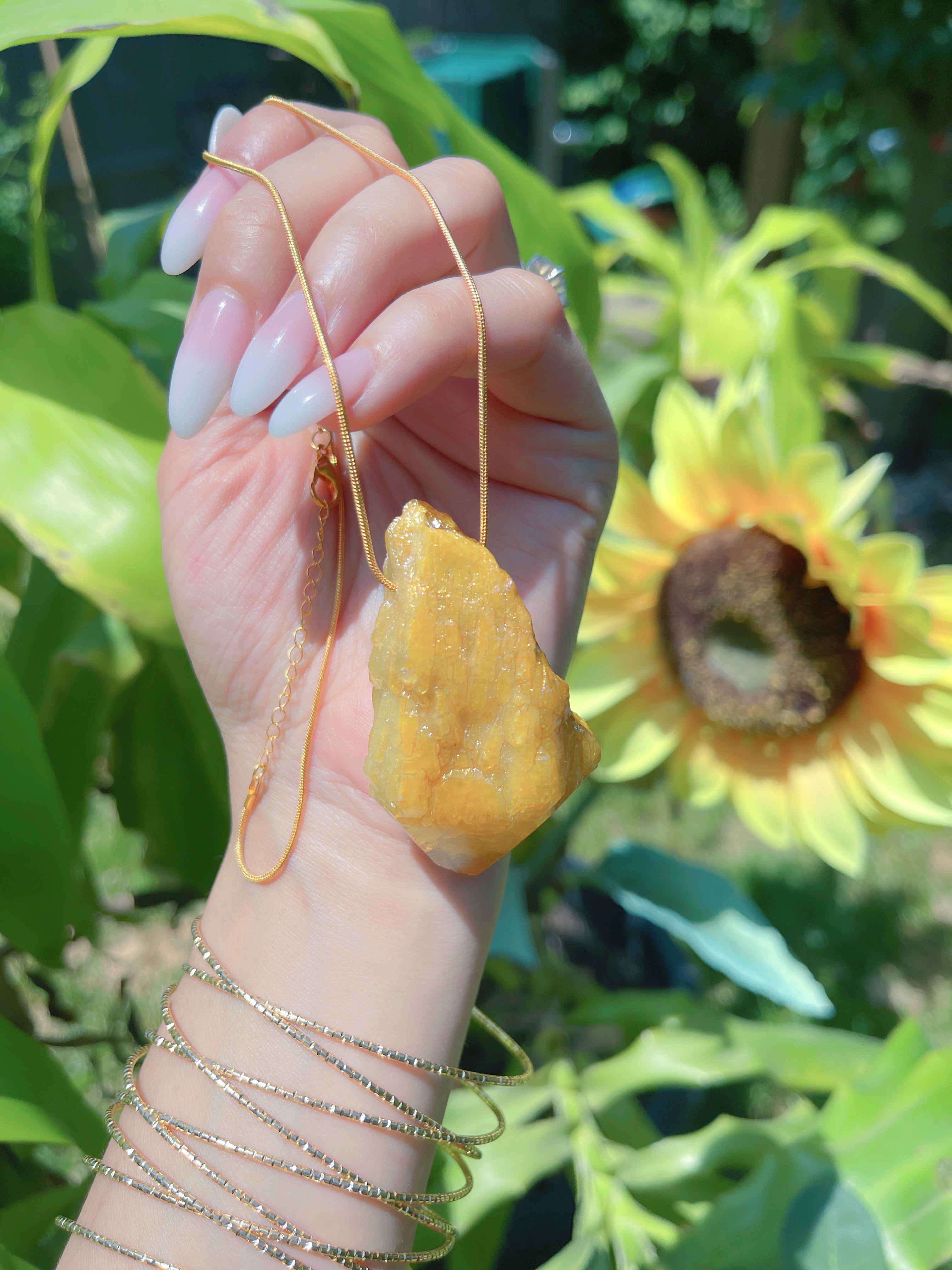 Large Natural Brazilian Gold Citrine Necklace Large Gem 350CTW Rough Gem Pendant