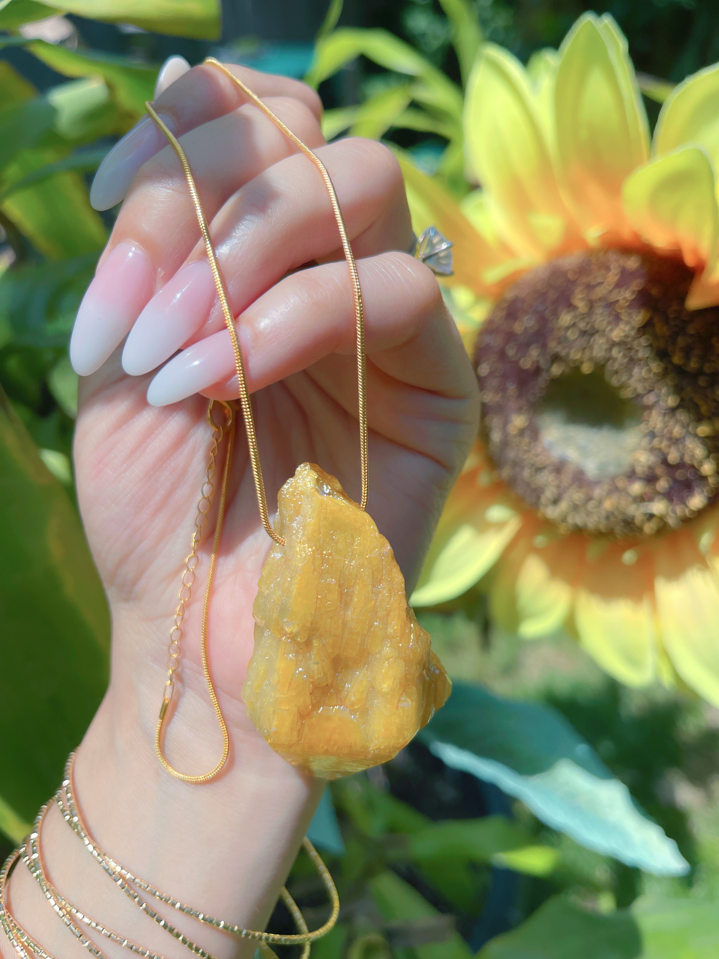 Large Natural Brazilian Gold Citrine Necklace Large Gem 350CTW Rough Gem Pendant