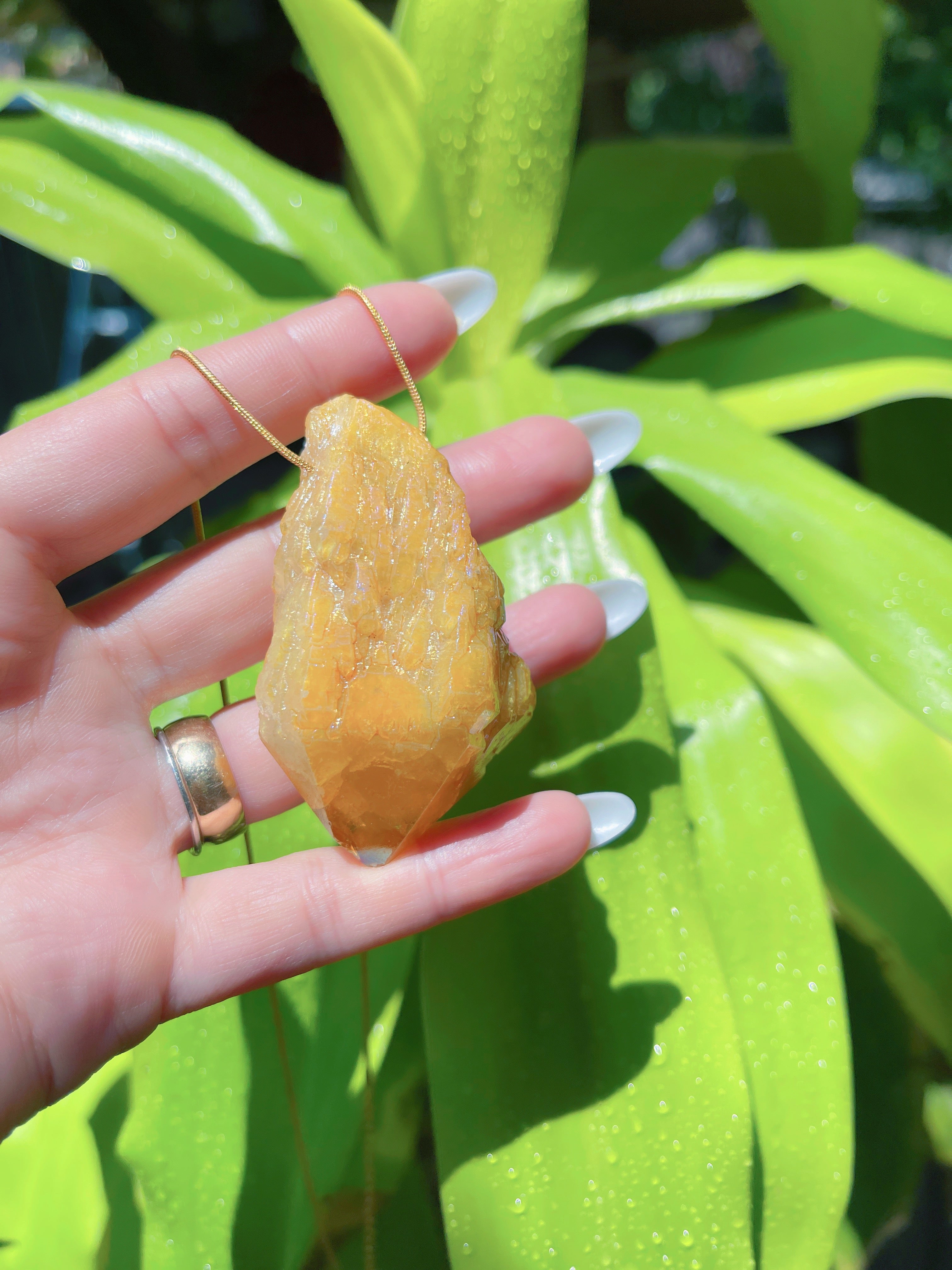 Large Natural Brazilian Gold Citrine Necklace Large Gem 350CTW Rough Gem Pendant